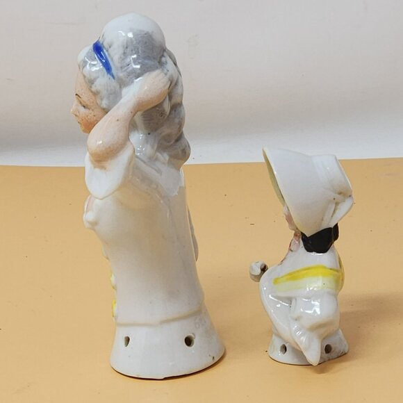 Vintage 2 German Porcelain Half Doll Figurines 1920s Pincushion Germany - Picture 2 of 11